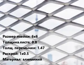 Сетка ЦПВС 6х6 s=0.8 1.47 Раскрой: 1х0.5 алюминий